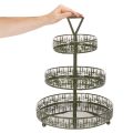 Metall-Etagere mit Tannenmuster, 3 Etagen, Grün, Ø 36 cm, H 49 cm | Floristik24.ch