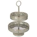 Floristik24 Etagere aus Metall mit Sternmotiv und Griff zweistöckig 49 cm Mint und Golden
