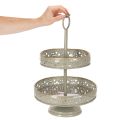 Etagere aus Metall mit Sternmotiv und Griff zweistöckig 49 cm Mint und Golden | Floristik24.ch