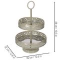 Etagere aus Metall mit Sternmotiv und Griff zweistöckig 49 cm Mint und Golden | Floristik24.ch