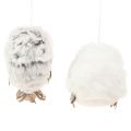 Eulen-Dekofiguren aus Federn und Kunststoff zum Hängen 6 cm Weiss Grau 2er-Set | Floristik24.ch