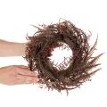 Künstlicher Kranz mit Farnzweigen aus Kunststoff, 35 cm, Bordeauxrot-Braun-Grün | Floristik24.ch