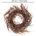 Künstlicher Kranz mit Farnzweigen aus Kunststoff, 35 cm, Bordeauxrot-Braun-Grün | Floristik24.ch