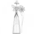 Floristik24 Blütenfee mit Blume, Frühlingsdeko, Metall-Windlicht, Blumenfee aus Metall Weiß H40,5cm