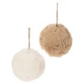 Floristik24 Deko-Anhänger Pompon-Kugel 10 cm Synthetik Weiss oder Braun