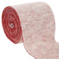 Floristik24 Wollfilzband 150 mm x 5 m, zweifarbig Weiss/Rot als Topfband