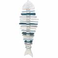 Floristik24 Maritime Fischdeko aus Treibholz Blau, Weiß L70cm