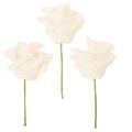 Floristik24 Künstliche Rose cremefarbig 10 cm Blüte auf Drahtstiel 100 Stück
