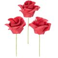 Floristik24 Künstliche Rosen rot mit Drahtstiel 5 cm Blütendurchmesser 100 Stück