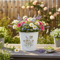 Blumentopf Metall Übertopf Weiss 12,5cm Ø mit Margeritenmotiv für Innen- und Aussendekoration | Floristik24.ch