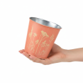 Metall-Blumentopf mit Wiesenblumen-Motiv Apricot/Gelb Ø10,5cm H10,5cm | Floristik24.ch