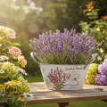 Blumenschale oval Metall Lavendelmotiv mit Griffen 32×15×15cm | Floristik24.ch