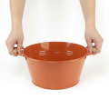 Deko-Schale Metall Ø29cm Orangebraun mit Holzgriffen | Floristik24.ch