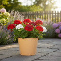 Metall Blumenübertopf Ø16cm H14cm Orange mit Blumenmuster | Floristik24.ch