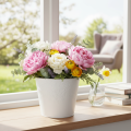 Blumenübertopf Metall Ø16cm H14cm Weiss mit geprägtem Rankenmuster für Innen | Floristik24.ch