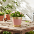 Pflanzkübel Metall-Übertopf Ø13cm H12cm, 4er-Set, Rosa, Beige, Pfirsich und Braun | Floristik24.ch