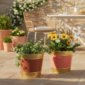 Pflanzkübel Metall Ø26cm H22cm Goldrand Rosa/Beige/Pfirsich/Braun 4er-Set | Floristik24.ch