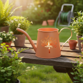 Metall Teelichthalter Gießkanne Orange mit Pusteblumen-Motiv 12cm, 2er Set | Floristik24.ch