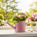 Deko-Giesskanne aus Metall, Ø 13,5 cm, H 12,5 cm, Rosa, Overtopf für Innen | Floristik24.ch