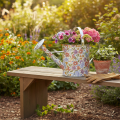 Deko Giesskanne Metall Ø18cm mit Blumendesign für Indoor-Gestaltung | Floristik24.ch