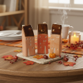 Keramik-Dekohaus Set 14 cm 3-teilig, warme Farben | Floristik24.ch