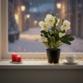 Christrose im schwarzen Topf 34 cm künstlich Weiss | Floristik24.ch