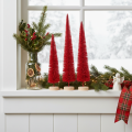 Deko Tannenbaum schmal künstlich Rot mit Holzsockel 40 cm 3er-Set | Floristik24.ch