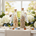 Glasflaschen-Set mit Muscheln und Anhänger, 17 cm, 2 Stück, maritime Tischdekoration | Floristik24.ch