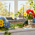 Maritimes Deko-Schiff Holz mit Metallstandfuss 20 cm mehrfarbig | Floristik24.ch