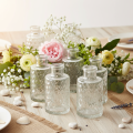 Mini Glasvase 9 cm Set mit Rautenmuster, transparent, 6 Stück, für Tischdekoration | Floristik24.ch