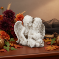 Engelskulptur Kinderengel Paar mit Herz 24 cm Grau Creme | Floristik24.ch