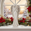 Engel Figur stehend betend 36 cm weiss Kunststein | Floristik24.ch