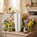 Geriffelte Blumenvase aus Keramik Weiss 38cm | Floristik24.ch