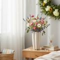 Hohe Keramikvase mit Rillenstruktur 38 cm mattgrau für Trockenblumen | Floristik24.ch