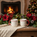 Kaffeetasse 9cm Keramik mit rotem Henkel und Herzmotiv 2er-Set | Floristik24.ch
