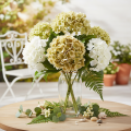 Künstliche Hortensie aus Seidenstoff mit Stiel und Blättern 60 cm creme-grün | Floristik24.ch