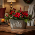 Übertopf oval aus Zink mit Tannenbaum-Motiv, 25cm | Floristik24.ch