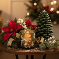 Glas-Windlicht 8 cm mit Tannenzweig-Motiv und goldener Innenseite, 2er-Set | Floristik24.ch