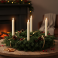 LED Stabkerzen mit Timer aus Echtwachs, Rillendesign, Creme 24,5 cm, Set 4 Stück | Floristik24.ch