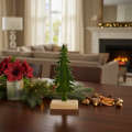 Deko-Tannenbaum aus Metall und Holzsockel 26 cm grün | Floristik24.ch