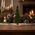 Tannenbaum Figur aus Metall mit Holzfuss 36cm grün für Innenräume | Floristik24.ch