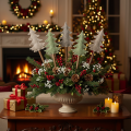 Deko Tannenbaum auf Holzstab 45 cm, Set aus 6, grau und grün | Floristik24.ch