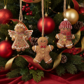Deko Anhänger Lebkuchenfiguren aus Polyresin 7 cm 3er Set Braun Rot Weiss | Floristik24.ch