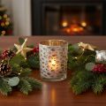 Windlicht aus Glas mit Leopardenmuster, 12 cm, gold-silbern | Floristik24.ch