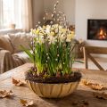 Floristik24 Pflanzgefäss rund aus Kunststoff Ø30cm Grün-Weiss für Gestecke und Blumendeko