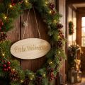Schild aus Holz „Frohe Weihnachten“ oval 30 x 11 cm mit Jutekordel naturfarben und gold 3 Stück | Floristik24.ch
