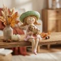 Dekofigur Kantenhocker Mädchen mit Hund Polyresin Rosa Grün 9,5cm | Floristik24.ch
