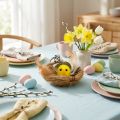 Osternest aus Holzspänen mit Küken, Federn und Eierschalen Ø9cm Tischdeko Frühling | Floristik24.ch
