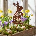 Gartenstecker Metall Hase mit Blumenmuster Rostoptik 9×15cm für Aussenbereich | Floristik24.ch