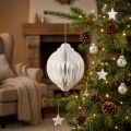 Weihnachtskugel aus Wabenpapier Weiss FSC 15x20 cm | Floristik24.ch